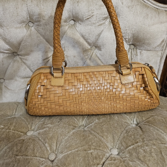 (Sold)Authentic Cole Haan leather woven  hotdog bag - Picture 2 of 11